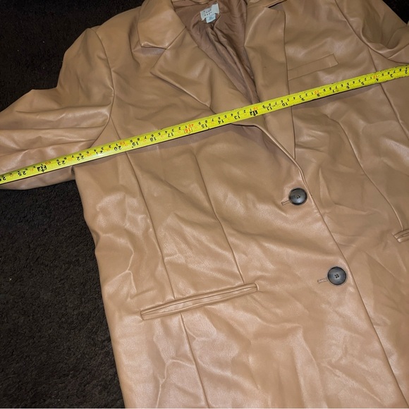 A New Day Women's Brown Faux Leather Blazer Jacket- Size Xl - Picture 6 of 10